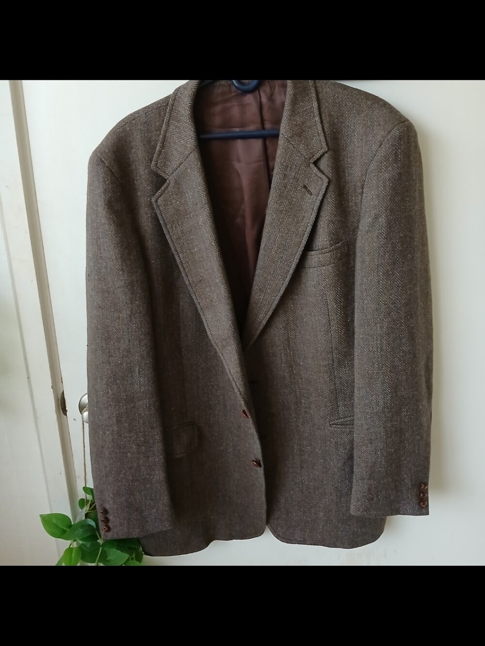 English Manor Men's Brown Tweed Blazer 100% Wool Sz. 46L